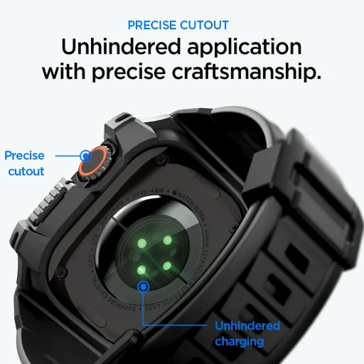 Spigen Rugged Armor Pro tok és kijelzővédő Apple Watch Ultra 4 / 3 / 2 / 1 (49 mm) órához, fekete (ACS12053) - 3