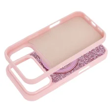  iPhone 15 rózsaszín Quartz Circle Stand Mag tok