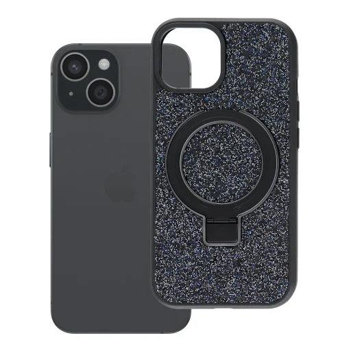  iPhone 15 Quartz Mag tok kör alakú támasztékkal, fekete - 5