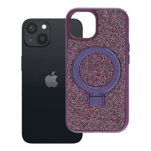 iPhone 15 tok Quartz Circle Stand Mag Cover – sötét cseresznye - 5