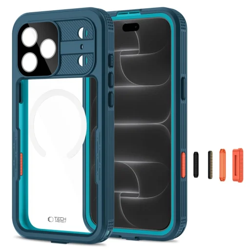  Apple iPhone 17 Pro / 18 Pro óceánkék Tech-Protect ShellBox MagSafe IP68 vízálló tok - 2