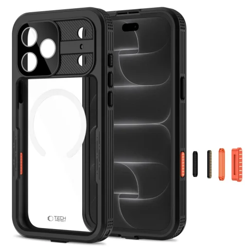  Apple iPhone 17 Pro / 18 Pro fekete Tech-Protect ShellBox MagSafe IP68 vízálló tok - 2
