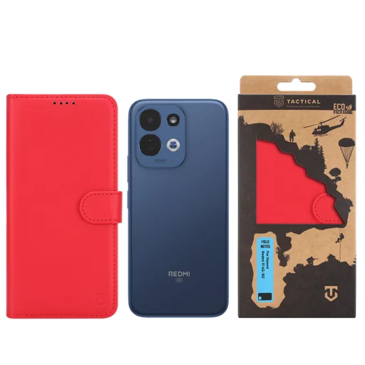  Xiaomi Redmi 17 4G/5G piros Tactical Field Notes oldalra nyíló tok - 6