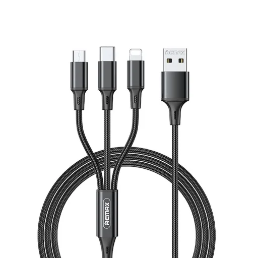 Remax 3in1 USB - Lightning 8-pin + Type C + Micro USB 3.1A fekete - 1