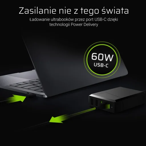 Green Cell Power Source 75W 4 portos USB-C PD töltő ultrabook töltéssel és Ultra Charge technológiával CHARGC01 - 3