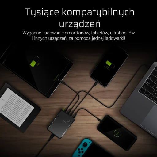 Green Cell Power Source 75W 4 portos USB-C PD töltő ultrabook töltéssel és Ultra Charge technológiával CHARGC01 - 4