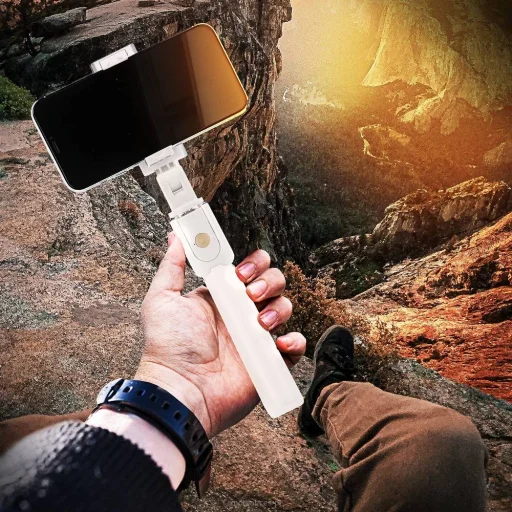 Selfie bot és tripod bluetooth távirányítóval fehér - 8