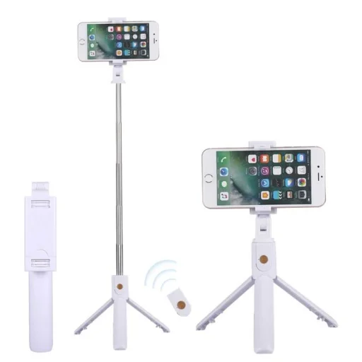 Selfie bot és tripod bluetooth távirányítóval fehér - 5