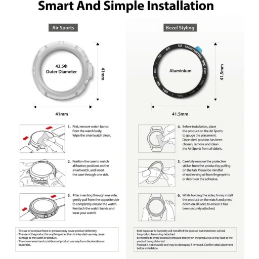 Ringke Air tok és Bezel Styling káva dísz Samsung Galaxy Watch 3 (41mm) fekete - 7