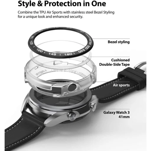 Ringke Air tok és Bezel Styling káva dísz Samsung Galaxy Watch 3 (41mm) fekete - 4