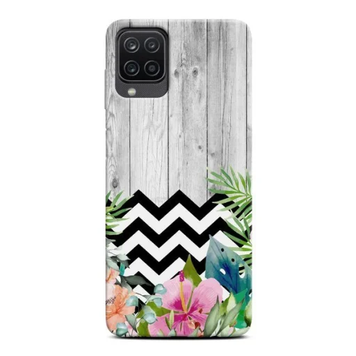 Samsung A12 Casegadget szürke fa mintás tok - 1