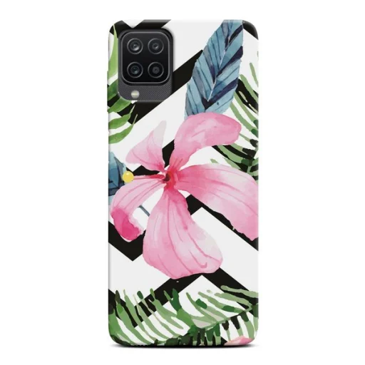 Samsung A12 Casegadget rózsaszín virág mintás tok - 1