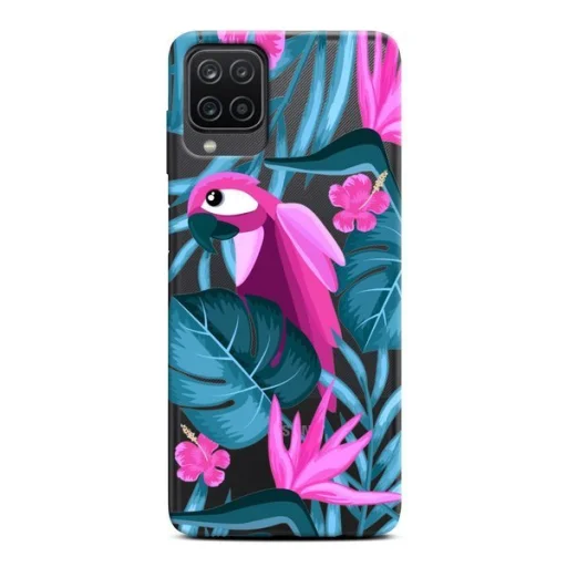 Samsung A12 Casegadget papagáj és virág mintás tok - 1