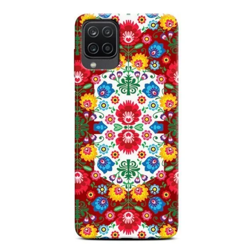 Samsung A12 Casegadget folk virág mintás tok - 1