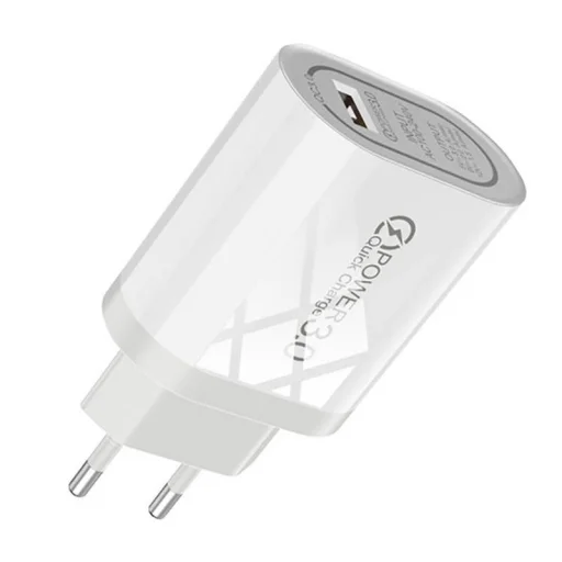 Hálózati töltő adapter 1x USB QC 3.0 fehér  5V / 3A 18W - 3