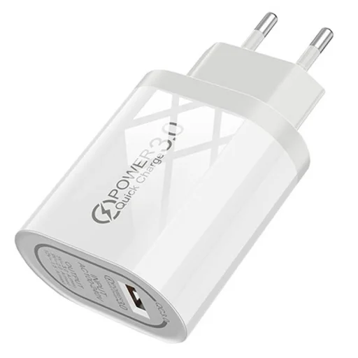 Hálózati töltő adapter 1x USB QC 3.0 fehér  5V / 3A 18W - 2
