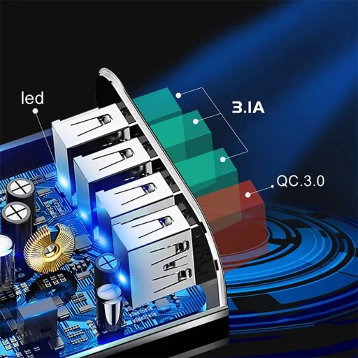 Nexeri Hálózati töltő adapter 4x USB QC 3.0 fekete - 4