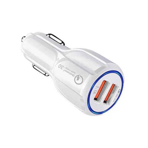 Univerzális szivargyújtós autós töltő 3.1A 2xUSB QC 3.0 fehér - 5