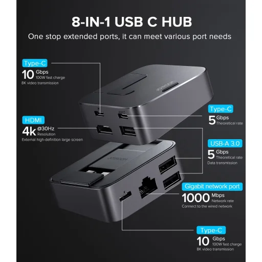 Joyroom S-H121 J-Cube MacBook dokkoló állomás space gray - 3