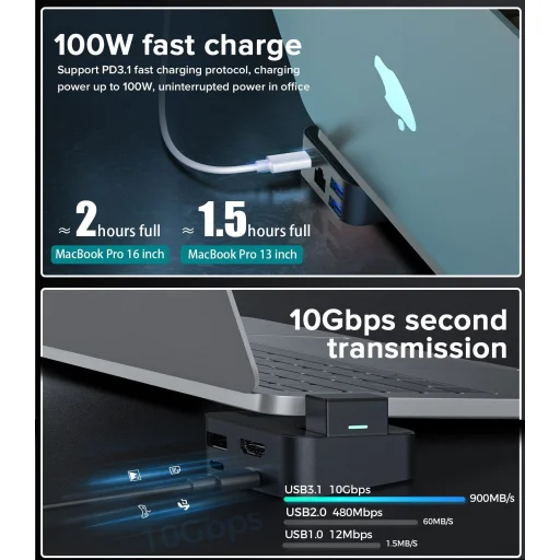 Joyroom S-H121 J-Cube MacBook dokkoló állomás space gray - 4