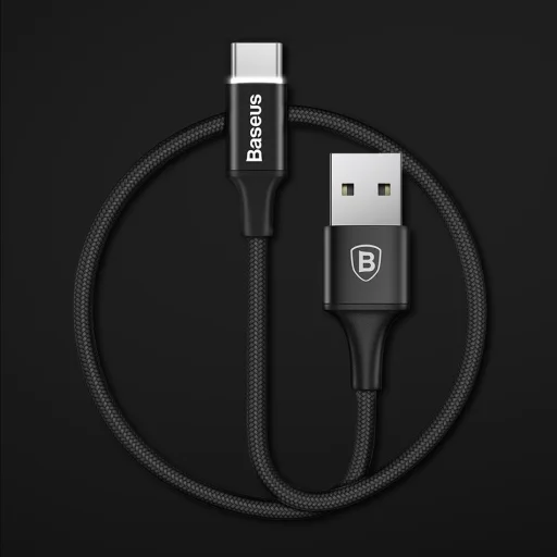 Baseus Rapid Nylon fonatos kábel USB - USB Type-C 2A 2m fekete (CATSU-C01) - 7