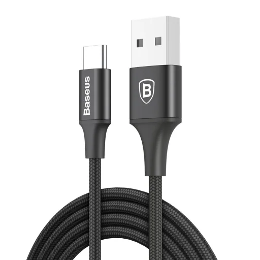 Baseus Rapid Nylon fonatos kábel USB - USB Type-C 2A 2m fekete (CATSU-C01) - 1