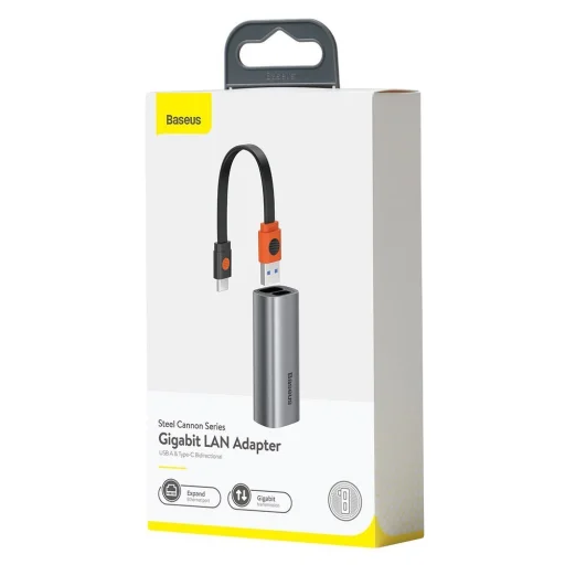 Baseus Külső hálózati adapter USB 3.2 Gen1 1000Mbps Gigabit Ethernet USB / USB Type-C szürke (CAHUB-AF0G) - 11