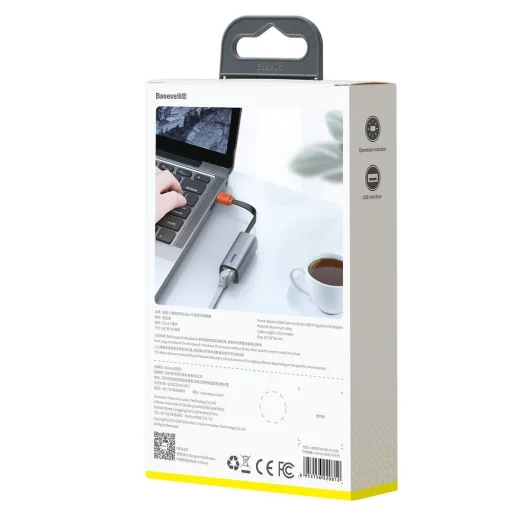 Baseus Külső hálózati adapter USB 3.2 Gen1 1000Mbps Gigabit Ethernet USB-A szürke (CAHUB-AD0G) - 7