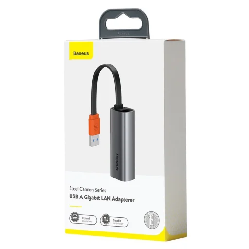 Baseus Külső hálózati adapter USB 3.2 Gen1 1000Mbps Gigabit Ethernet USB-A szürke (CAHUB-AD0G) - 8