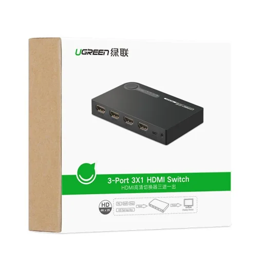 Ugreen HDMI - 3x HDMI splitter elosztó 3D 4K 7.5 Gbps 36bit fekete (40234) - 30