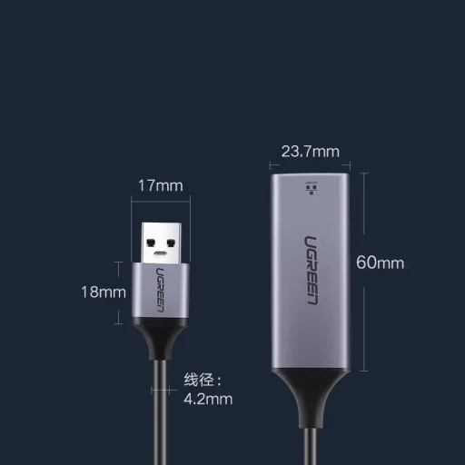 Ugreen USB 3.2 Gen1 1000Mbps Gigabit Ethernet külső internet adapter szürke (CM209 50922) - 12