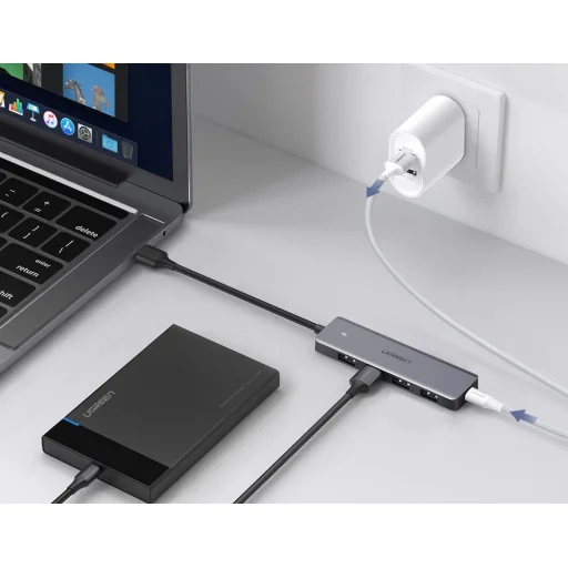 Ugreen USB - 4xUSB 3.2 Gen1 HUB Micro USB áramellátással szürke (CM219 50985) - 8