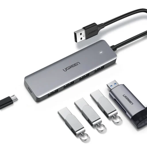 Ugreen USB - 4xUSB 3.2 Gen1 HUB Micro USB áramellátással szürke (CM219 50985) - 2