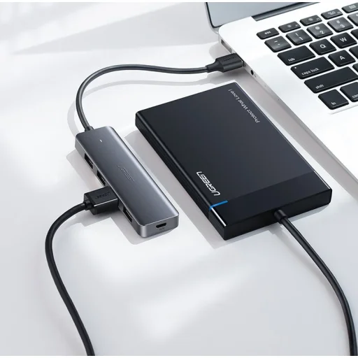 Ugreen USB - 4xUSB 3.2 Gen 1 HUB elosztó micro USB energia ellátással szürke (CM219 70336) - 14