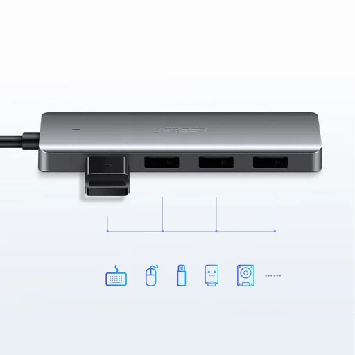 Ugreen USB - 4xUSB 3.2 Gen 1 HUB elosztó micro USB energia ellátással szürke (CM219 70336) - 12