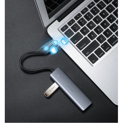 Ugreen USB - 4xUSB 3.2 Gen 1 HUB elosztó micro USB energia ellátással szürke (CM219 70336) - 17