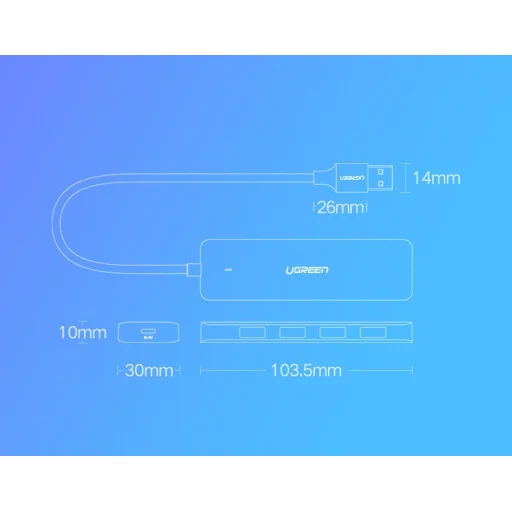 Ugreen USB - 4xUSB 3.2 Gen1 HUB Micro USB áramellátással szürke (CM219 50985) - 19