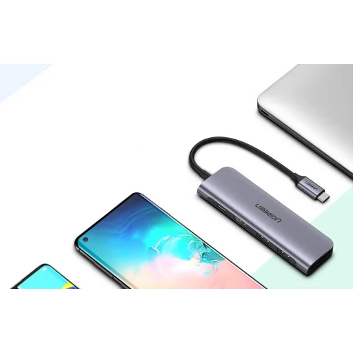 Ugreen 6w1 HUB adapter USB Type C - 2x USB 3.0 Gen 1 / USB Type-C PD 100 W / HDMI 4K / SD és micro SD (TF) kártyaolvasó szürke (CM195 70411) - 7