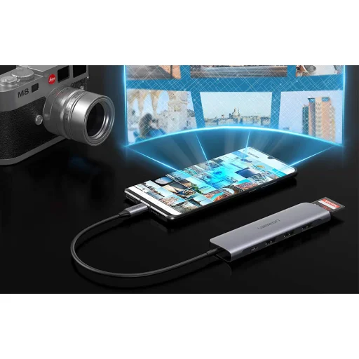 Ugreen 6w1 HUB adapter USB Type C - 2x USB 3.0 Gen 1 / USB Type-C PD 100 W / HDMI 4K / SD és micro SD (TF) kártyaolvasó szürke (CM195 70411) - 10