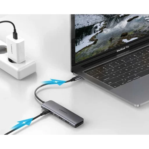 Ugreen 6w1 HUB adapter USB Type C - 2x USB 3.0 Gen 1 / USB Type-C PD 100 W / HDMI 4K / SD és micro SD (TF) kártyaolvasó szürke (CM195 70411) - 3