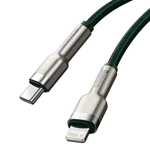 Baseus Cafule Metal nylon harisnyázott USB Type-C/ Lightning kábel PD 20W 2m zöld (CATLJK-B06) - 7