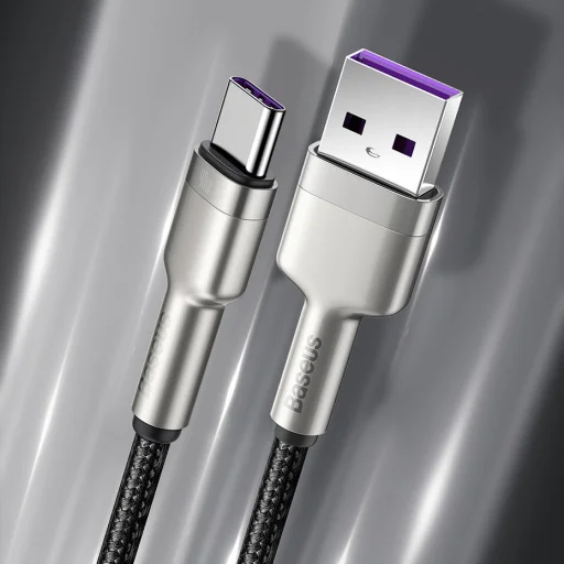 Baseus Cafule Metal nylon harisnyázott USB/ USB Type-C (10V / 4A) SCP kábel 40W 0.25m ezüst (CATJK-01) - 10