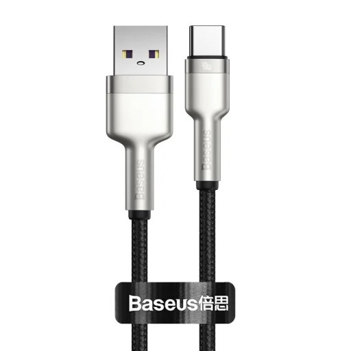 Baseus Cafule Metal nylon harisnyázott USB/ USB Type-C (10V / 4A) SCP kábel 40W 0.25m ezüst (CATJK-01) - 1