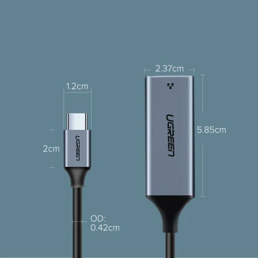 Ugreen USB Type.C 1000Mbps Gigabit Ethernet átalakító adapter szürke (CM199) - 10