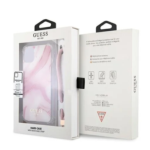 iPhone 11 Guess GUHCN61KSMAPI Marble tok pánttal pink - 7