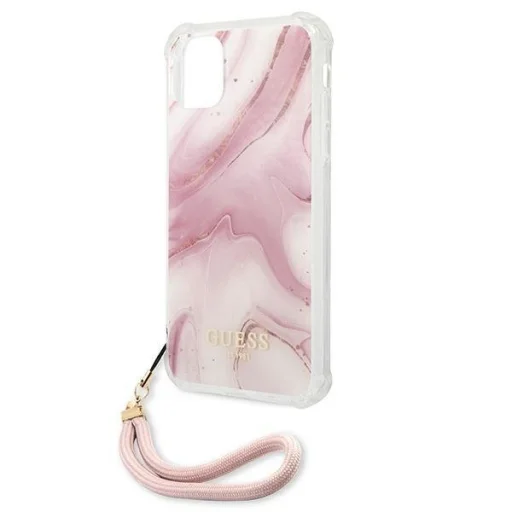 iPhone 11 Guess GUHCN61KSMAPI Marble tok pánttal pink - 8