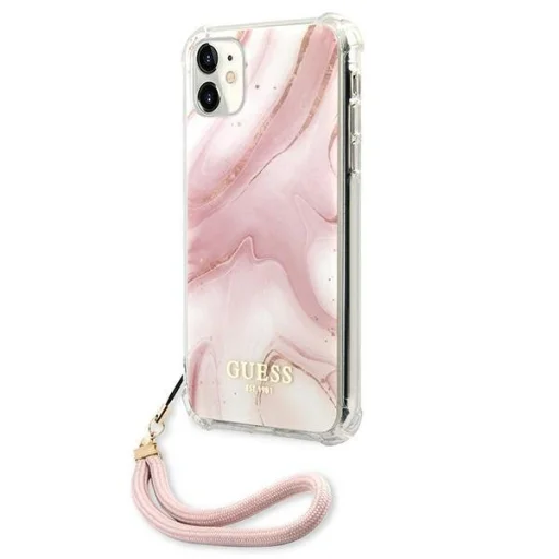iPhone 11 Guess GUHCN61KSMAPI Marble tok pánttal pink - 2