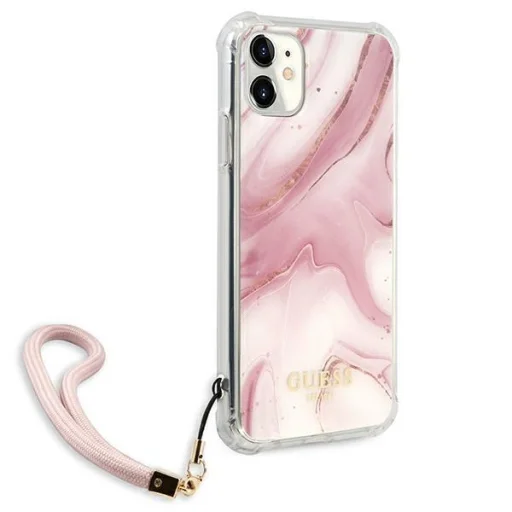 iPhone 11 Guess GUHCN61KSMAPI Marble tok pánttal pink - 3
