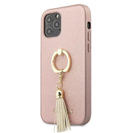 iPhone 12 Pro Max Guess Saffiano GUHCP12LRSSARG tok hátlapi gyűrűvel pink - 1