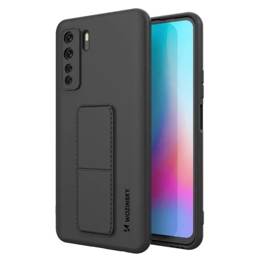 Huawei P40 Lite 5G Wozinsky Kickstand flexibilis szilikon tok fekete - 1